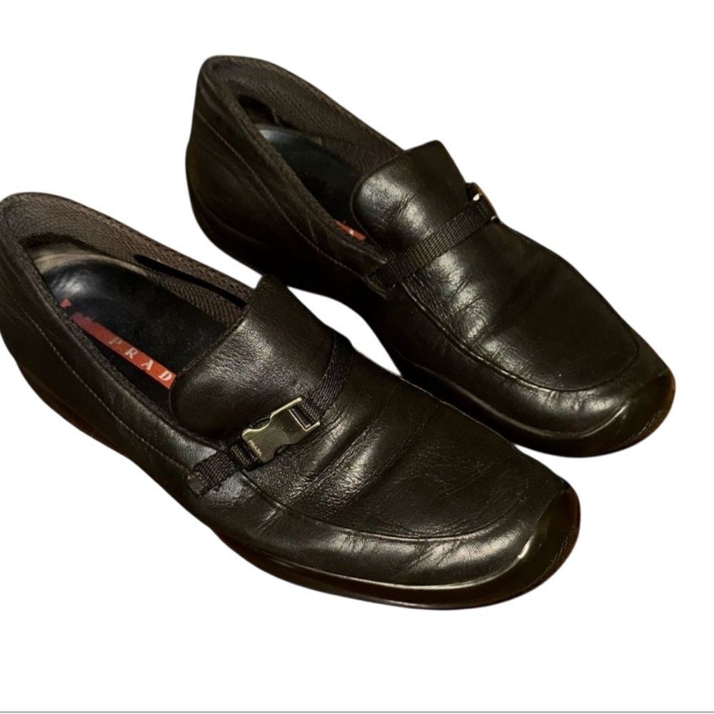 Prada Men's Black Leather Loafers - Picture 2 of 14